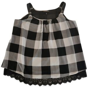 Lane Bryant Black & White Buffalo Plaid | Lace Bottom Tank Top Women's Size 22